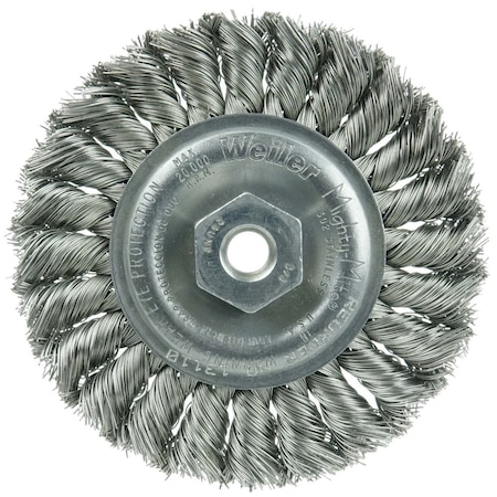 Weiler Standard Twist Knot Wire Wheel 4", .014" Fill, 3/8"-24 UNF Nut 13110